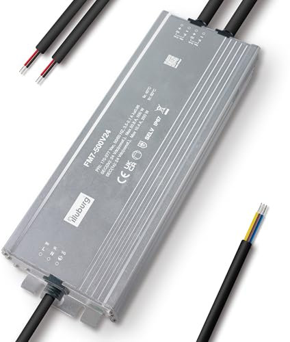illuburg Trasformatore LED 24V 500W Impermeabile IP67 Senza Sfarfallio LED Alimentatore Driver Power Supply