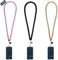 GEMSTRAP Pack de 3 Chaîne Bijoux de téléphone Portable - Collier pour Smartphone - 120 cm - Coton et Polyester - Beige, Noir, Rose avec Mousquetons Argentés et Attache Téléphone Universelle