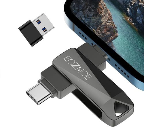 EOZNOE Clé USB 128Go pour iPhone/iPad/Android Smartphone/Ordinateur Portable/PC, Clé USB Stick de Stockage Externe pour Plus de Photos et Vidéos sans Application.