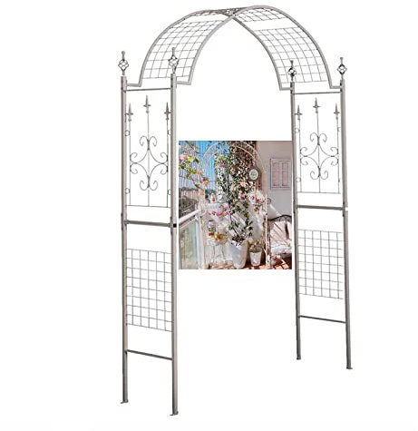 Gartenlaube aus Metall, mit scharfen Enden, für Terrasse, Innenhof, rostfrei, 140 x 230 x 40 cm, Weiß