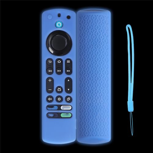 Fundas protectoras de silicona para control remoto Fire TV 4K Stick Max, funda de repuesto con cordón para Fire TV 4K Stick Max (azul fluorescente)