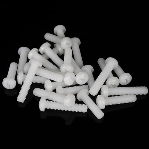 WANG TII DOO 100 Pièces Vis en Plastique Nylon M2 Tête Ronde Boulons en Croix Fixations pour L'électronique Impression 3D DIY Assemblage Nylon Blanc Matériel,M2×15mm