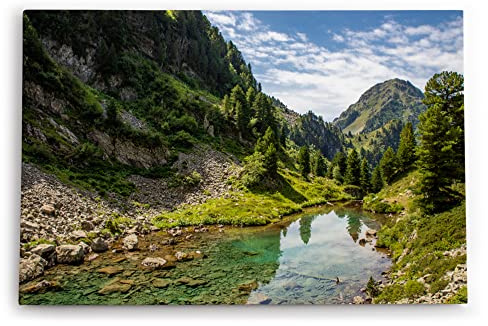 Paul Sinus Wandbild 60x40cm Dekorative Kunst Berge Berglandschaft Bach Natur Bäume
