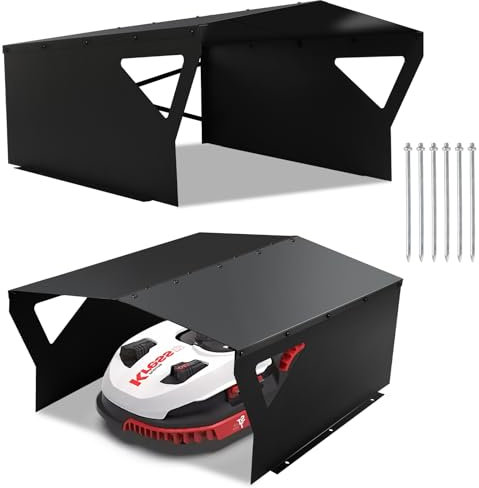 Vkechh Garage galvanisé pour robot tondeuse à gazon, 78 x 60 x 34 cm, pour robot à gazon, résistant aux intempéries, protection UV, avec matériel de montage, noir