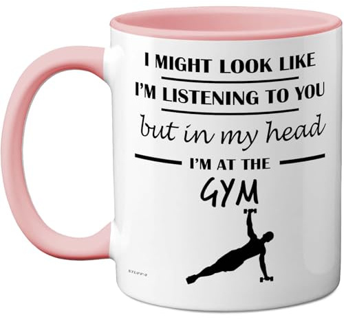 Stuff4 Tasse mit pinkem Henkel im Fitnessstudio, in My Head
