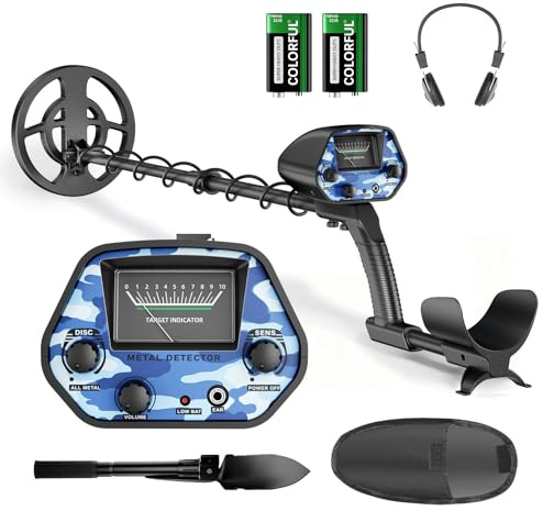 GJCrafts Rilevatore di Metalli Professionale per Adulti e Bambini, Bobina Impermeabile (IP68), Modalità Tutto Metallo e Disco, Include Cuffie e Pala per la Ricerca di Oro sulla Spiaggia (5090-B2)