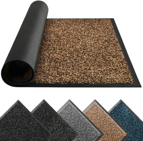 Door Mats Indoor Outdoor Heavy Duty Dirt Trapper - Non Slip Washable Door Mat with Rubber Backing Super Absorbent Floor Mat for Home, Perfect Dust Grabbing Doormats (Brown, 60cm x 120cm)