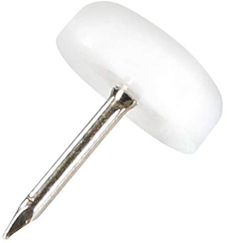 Adsamm® / 32 x patins glisseurs en plastique avec clou / blancs / Ø 15 mm / rond / pieds glisseurs en plastique à clou pour meubles, de qualité optimale de Adsamm®