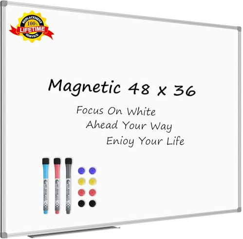 Lockways White Board Dry Erase Board 48 x 36 Inch, Magnetic Whiteboard