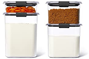 Rubbermaid Airtight Food Storage Container, BPA-Free Plastic, 8-Piece Medium Set, Clear Brilliance Pantry Frischhaltedose, luftdicht, Set of 4 (16, 12, 7.8 & 3.2 Cup Containers)