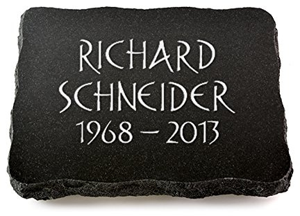 MEMORUM Grabmale Grabplatte, Grabstein, Grabkissen, Urnengrabstein, Liegegrabstein Modell Pure 40 x 30 x 5 cm Indisch Black-Granit, poliert inkl. Gravur (Ohne Ornament)