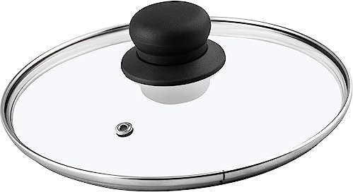 Glass Lid, Heat-Resistant Lid with Plastic Handle, Steam Hole, for Cooking Pot, Frying Pan, Saucepan, Round, Universal Lid in Various Sizes, Transparent 28cm