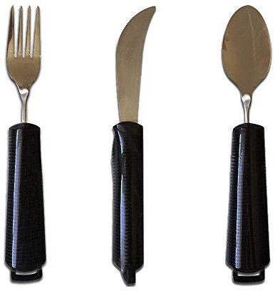 Ergonomic Fork, Knife and Spoon Pack | Adjustable Angle | Stainless Steel | Mobiclinic