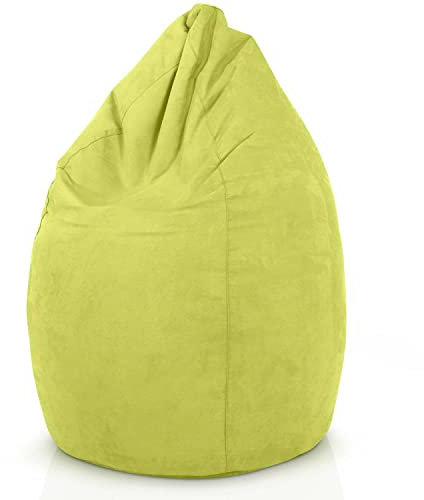 Green Bean Sitzsack mit Rückenlehne 60x60x90cm - Indoor Sitzkissen 220L Füllung Kuschelig Waschbar - Bean Bag Bodenkissen Lounge Chair Sitzhocker - Grün