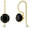 Orecchini Donna Argento 925 Placcato Oro Giallo con Cristallo Nero - Orecchini Pendenti Oro - Orecchini Placcati Oro - Orecchini Neri - Orecchini Donna Oro - Orecchino Nero