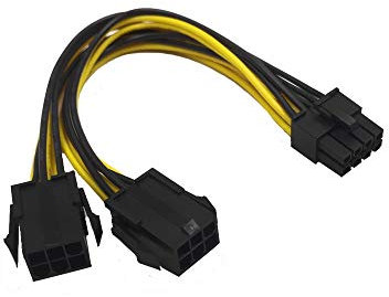 ZkeeShop Dual 6 Pin Female to 8 Pin Male Adapter Power Cable GPU Power Cable 8 inch (1PCS)