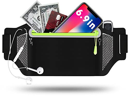 Winzwon Running Belt - Gifts for Men Women, Waist Pack With Sweatproof Adjustable Elastic Strap, Large Capacity Bumbag Phone Holder for Cycling Workouts