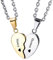 INBULE Personalisierte Herz Paar Halskette Set mit Wunschgravur von Name Datum für Damen Herren Pärchen Liebhaber Edelstahl Verstellbare Kette Liebevolle Beziehung Puzzle Anhänger(Gold Faber)