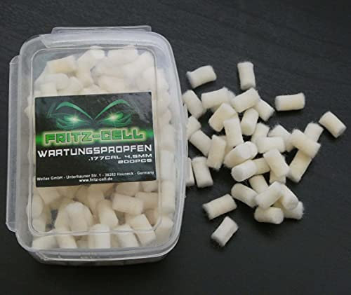 fritz-cell 200 Schnellreinigungspfropfen Laufreiniger Filzreiniger Luftgewehr und Luftpistole CO2 Waffen Luftgewehren und Luftpistolen, sowie Airsoft Pistolen 4,5 mm
