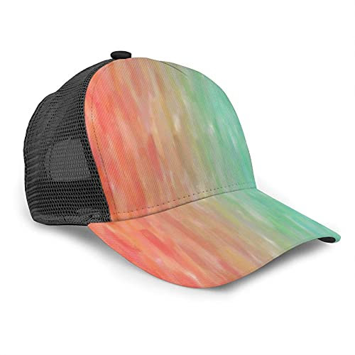 Oaieltj Unisex Baseball Cap Damen Herren Klassische Baseball Cap Verstellbare Snapback Mesh Trucker Hut Sonnenhut, Blau Pfirsich Koralle Türkis Aquarell Blaugrün Orange Aqua, One size