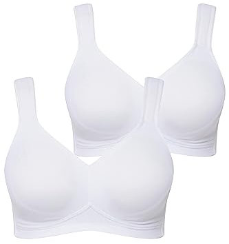 Ulla Popken Damen Mikrofaser-BH, 2er Pack Cup C-d BH, Schneeweiß, 130D EU