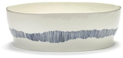 Salad Bowl Feast L28,5 X W28,5 X H9,5 cm White Swirl-Stripes Blue