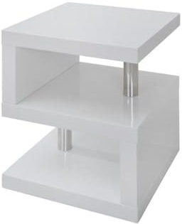 Vente-unique Table d'appoint LYLIA II - MDF laqué Blanc - avec LEDs - Blanc