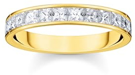 THOMAS SABO Ring weiße Steine Pavé gold 925 Sterlingsilber, 750 Gelbgold Vergoldung