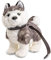 Uni-Toys - Husky Welpe grau, stehend (mit Leine) - 21 cm (Länge) - Plüsch-Hund - Plüschtier, Kuscheltier