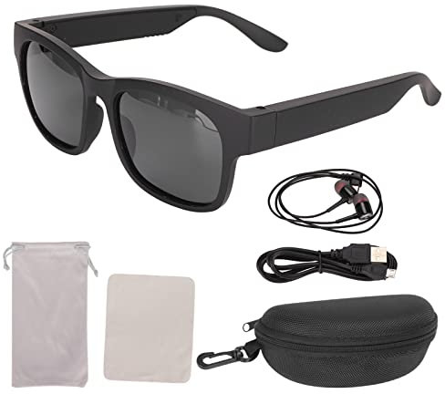 Intelligente Brille, Kabellose Bluetooth-Sonnenbrille, Audio-Sonnenbrille, Stereo, Musik Hören und Anrufe, Bluetooth 5.0-Smart-Brille, Sonnenbrille mit Geräuschunterdrückung, Zum(Zauber schwarz)