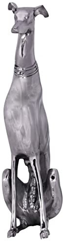 möbelando Dekoration Design Dog aus Aluminium silbern Windhund Skulptur Hundestatue