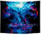 Roninkier Lebensbaum Wandteppich Psychedelic Wald - Mond Sonne Tapisserie Fluoreszierender-UV Wandbehang WandtüCher Schwarz ästhetik Wandtuch Dekor für Schlafzimmer Wohnzimmer,150x130cm