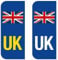 Rubigo 2 Pack UK Number Plate Stickers – Self-Adhesive Vinyl Stickers for Car Travel – Weatherproof – Union Jack Flag Labels Replaces EU or GB Flag – Legal for Driving in Europe Post-Brexit