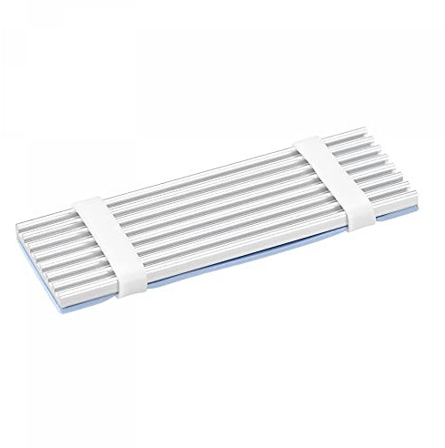 sourcing map 70x22x3mm Aluminum Radiator for 2280 Hard Drive Heatsink with Wet and Dry Pack, 2xSilicone Pad Silver Tone for M.2 SSD