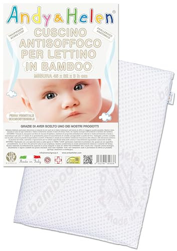 Andy & Helen Cuscino Lettino Bambino Antisoffco con fodera in Bamboo. Misure: 52x32x3 cm