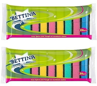 40 Pack Sponge Scourers, Ideal for washing up pots, pans, crockery, cutlery and utensils Larger pack, better value