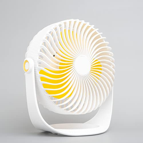 Portable Rechargeable Desk Fan | Quiet 7-Inch Fan with 3 Speed Settings | 2000mAh Battery with USB Cable | 360° Rotation | Cordless Cooling for Home, Office, and Bedroom | Small Personal Cooler