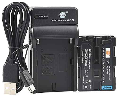 DSTE NP-QM71D Li-Ion Battery and Micro USB Charger Compatible for Sony CCD-TRV350 CCD-TRV608 DCR-DVD100 Camera as NP-FM50 NP-FM55H NP-FM70 NP-FM90 NP-QM91