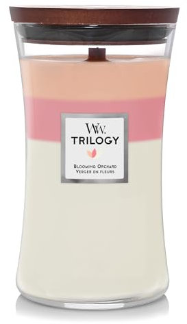 WoodWick Große Kerze 609.5g - Trilogy Blooming Orchard - Yuzu Blooms, Melon & Pink Quartz, Magnolia