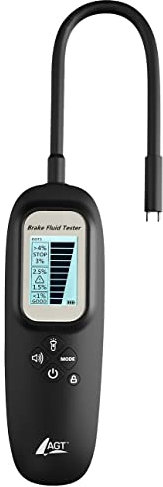 AGT Professional Bremsflüssigkeitstester: Bremsflüssigkeits-Tester mit Display, LED, Wassererkennung, DOT3/4/5.1 (Bremsflüssigkeitstester Test, Kfz, Motorrad)