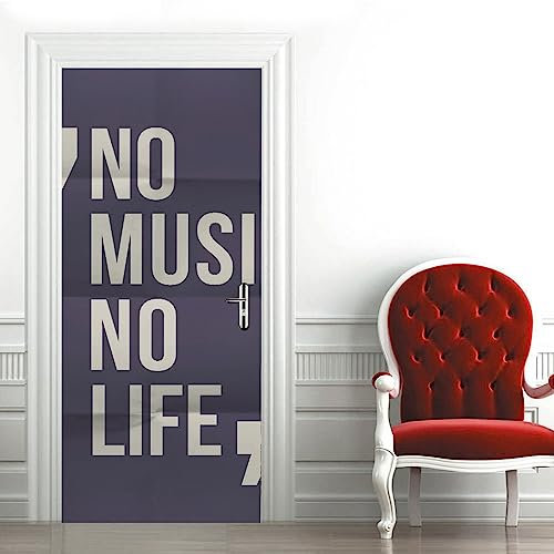 A.Monamour Türtapete Selbstklebend Türfolie Türposter 3D Musik Und Lebenszitat Auf Gefaltetem Papierhintergrund Vinyl Folie Türdeko Tapete Wandbild Türaufkleber Türtattoo 85x215cm