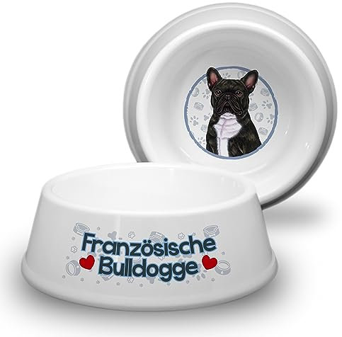 Französische Bulldogge schwarz - ABS Hundenapf Ø 18cm. Rutschfester Futternapf/Trinknapf für Hunde. Fressnapf, Wasserschale, Haustierschüssel für Leckereien geeignet. Praktisch, Robust, Langlebig.