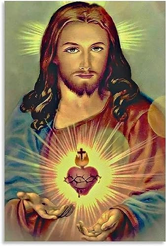 WEYUE Quadri decorativi Sacro Cuore di Gesù Poster Pittura Decorazione della casa Poster da parete Decorazioni per la camera Non incorniciato 50x75cm