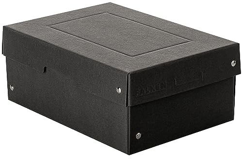 FALKEN 5x PureBox Black aus starkem Karton 100 mm hoch DIN A5 | Made in Germany Vegan Aufbewahrungsbox mit Deckel Geschenkbox Transportbox Schachtel Allzweckbox