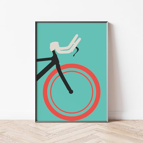 Mabudi Poster Vintage Fahrrad - Poster Retro - Fahrrad Poster - Abenteuer Poster - Fahrrad Bauhaus Print - Kunstdruck Bicycle (Türkis, DIN A4 (21x29,7cm))