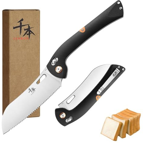 SENBON 440 couteau à pain pliant tranchant G10 poignée Camping Outdoor back clip couteau à pain portable