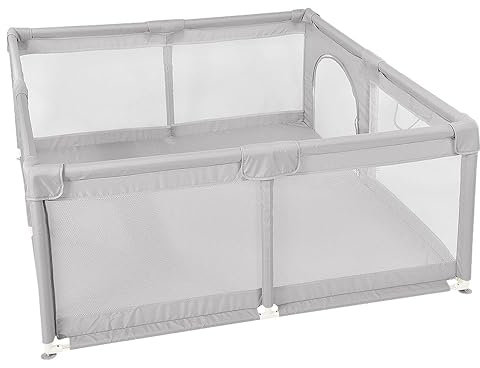 Laufgitter aus Kunststoff, faltbar, Basketball, Laufstall, XL, Aktivitätszentrum für Kinder drinnen und draußen, 1,5 x 1,5 cm (grau)