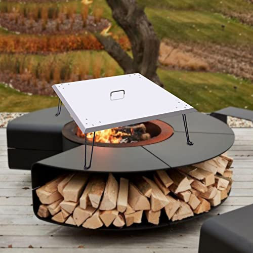Hanmorfarbi Deflector de calor para fogones, placa de calor de hoyo de acero inoxidable, cubierta plegable para estufa sola con asa, para exteriores e interiores, deflector de calor para pequeños de