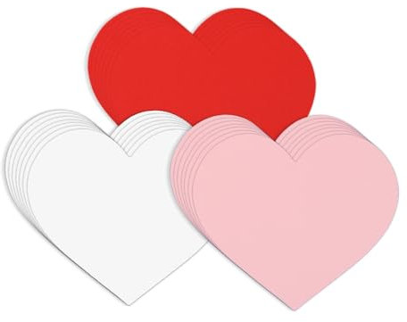 72pcs 15,3x13,2cm Découpes en Papier Cour, 3 couleurs Grandes Découpes en Forme de Cour Double Face Papier Cartonné Cour d'Amour Artisanat Saint-Valentin pour Enfants Tableau d'Affichage
