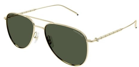 Montblanc Herren Mb0311s Sonnenbrille, Gold-Gold-Grün